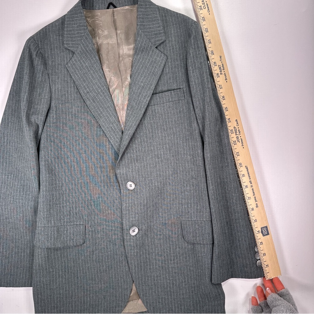 Yves Saint Laurent Boys Vintage Pinstripe Blazer Sage Gray Size 14 - Picture 10 of 11